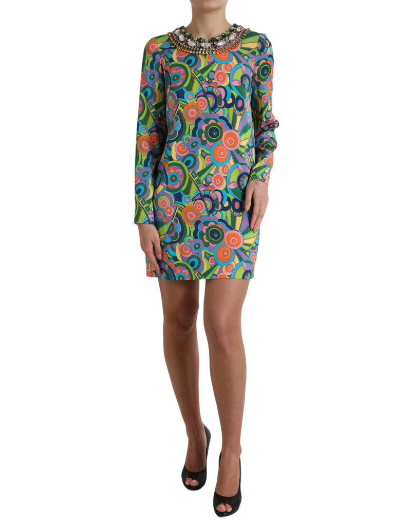 Multicolor Geometric Silk Mini Dress Dolce & Gabbana