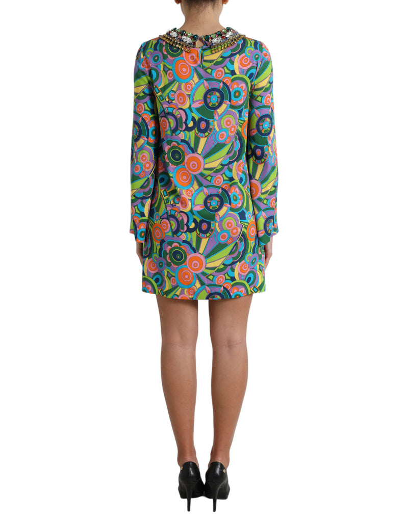 Multicolor Geometric Silk Mini Dress Dolce & Gabbana