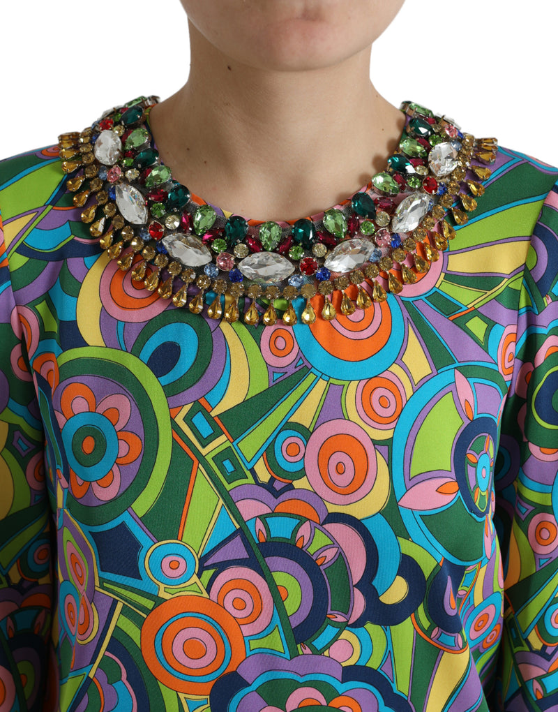 Multicolor Geometric Silk Mini Dress Dolce & Gabbana