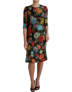 Elegant Floral Embroidered Pencil Dress Dolce & Gabbana