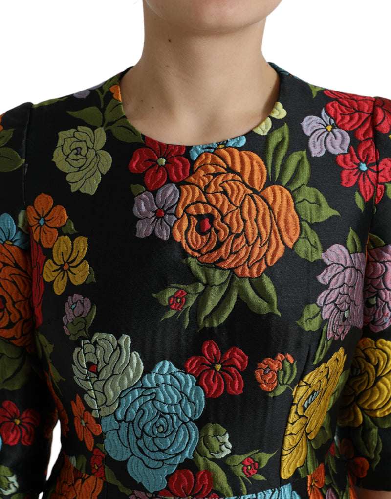 Elegant Floral Embroidered Pencil Dress Dolce & Gabbana
