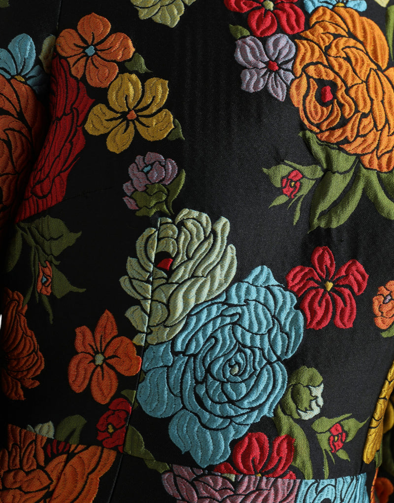 Elegant Floral Embroidered Pencil Dress Dolce & Gabbana