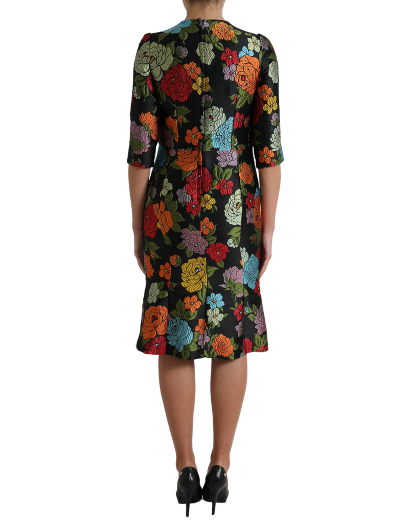 Elegant Floral Embroidered Pencil Dress Dolce & Gabbana