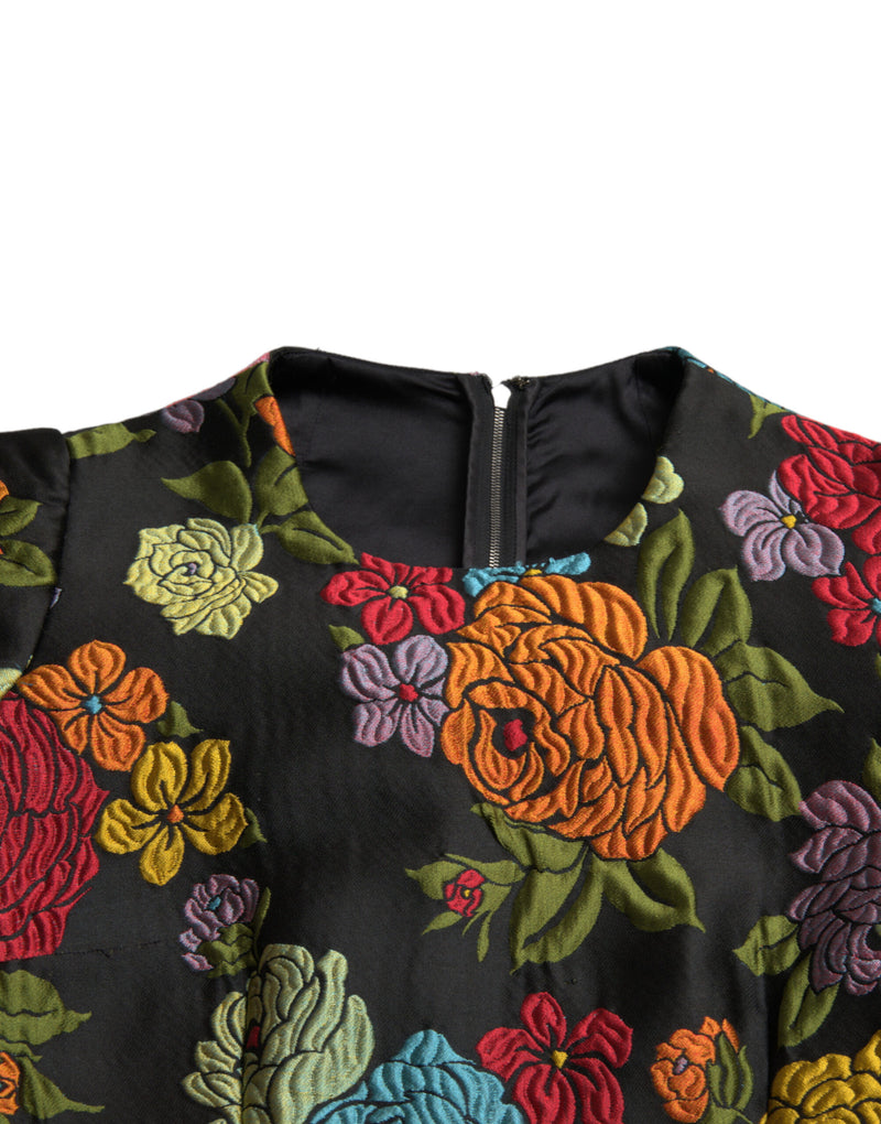 Elegant Floral Embroidered Pencil Dress Dolce & Gabbana