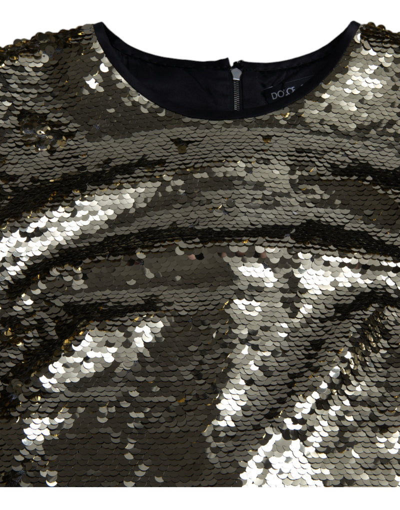 Elegant Silver Sequined Mini Dress Dolce & Gabbana