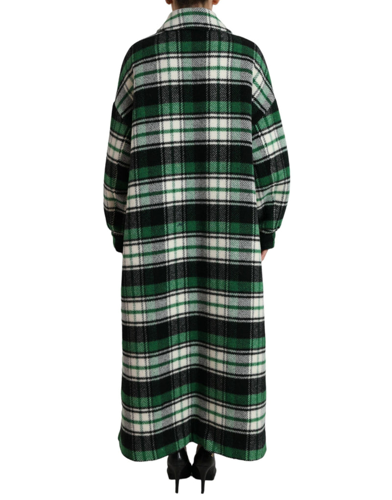 Elegant Green Plaid Long Coat Dolce & Gabbana