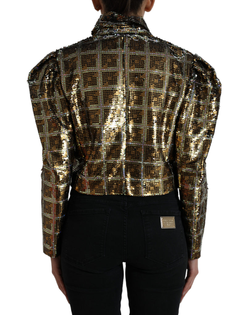 Multicolor Sequined Cropped Jacket Dolce & Gabbana