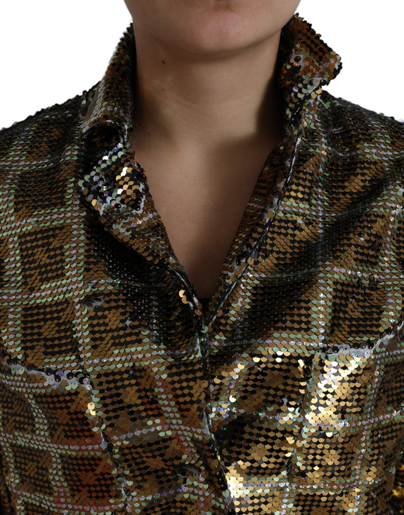 Multicolor Sequined Cropped Jacket Dolce & Gabbana