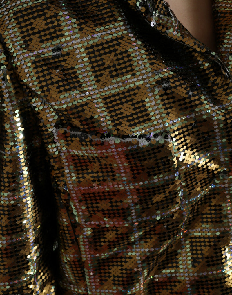 Multicolor Sequined Cropped Jacket Dolce & Gabbana