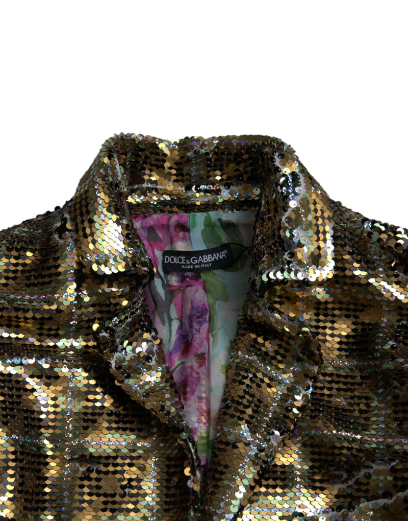 Multicolor Sequined Cropped Jacket Dolce & Gabbana