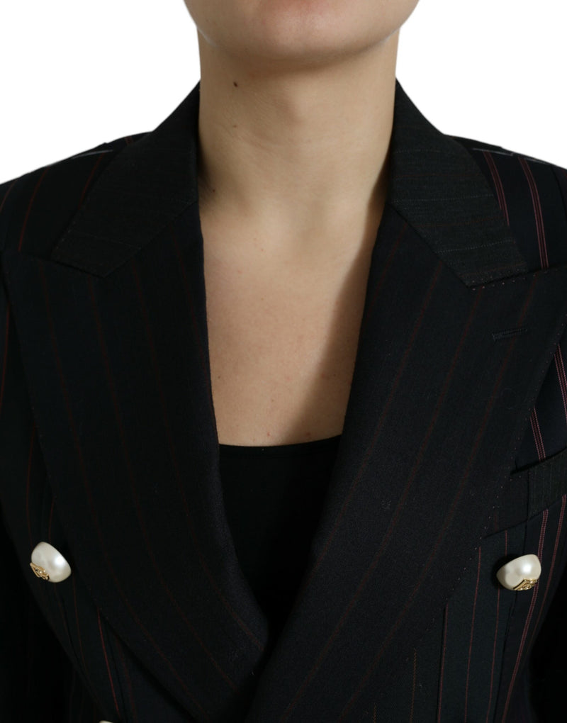 Elegant Striped Double Breasted Wool Blazer Dolce & Gabbana