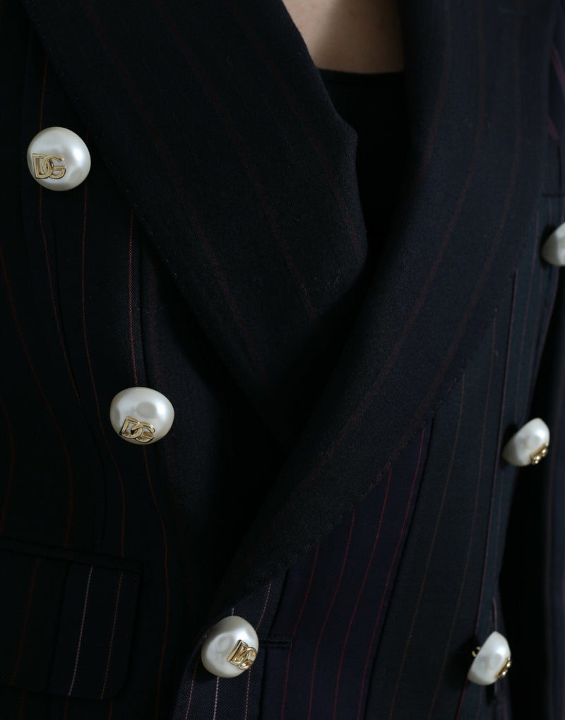 Elegant Striped Double Breasted Wool Blazer Dolce & Gabbana