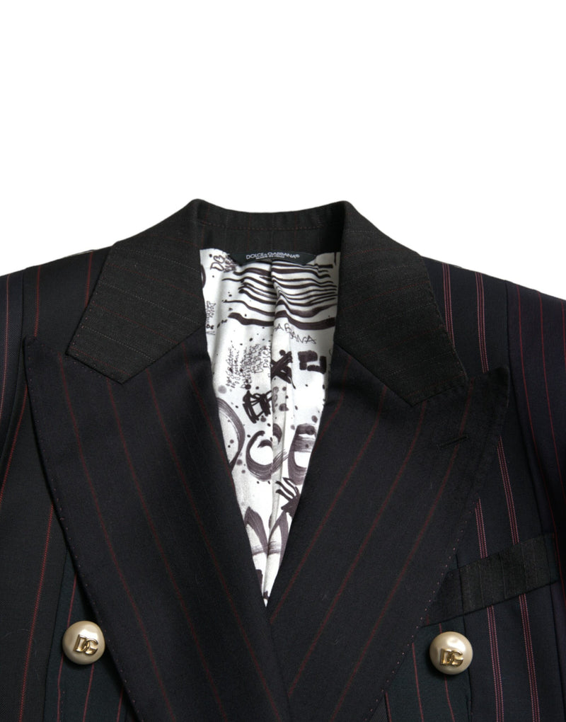 Elegant Striped Double Breasted Wool Blazer Dolce & Gabbana