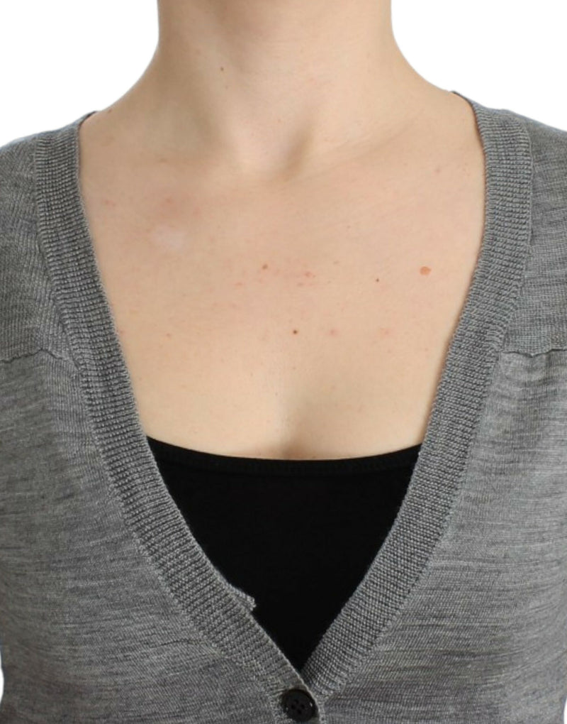 Elegant Gray Acrylic & Wool Cardigan Costume National