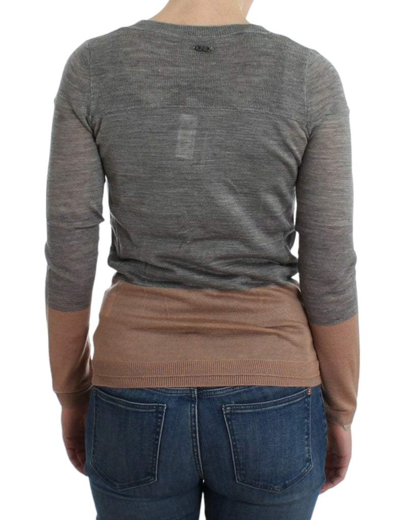 Elegant Gray Acrylic & Wool Cardigan Costume National