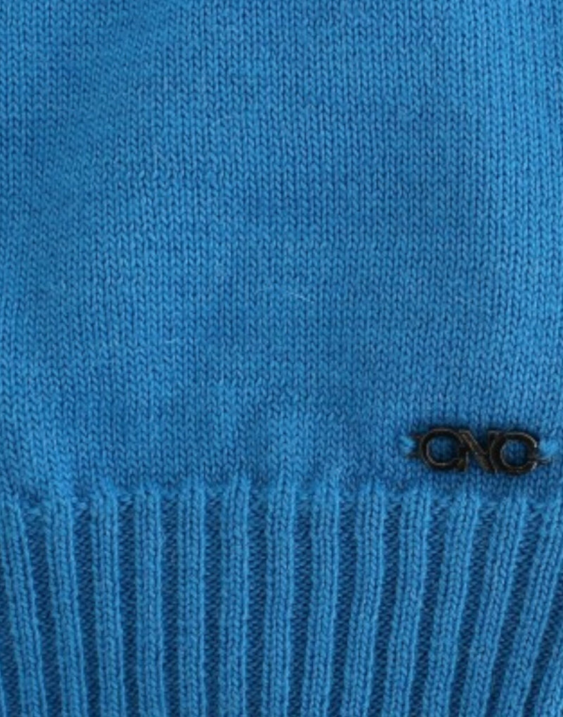 Cozy Scoop Neck Blue Knit Sweater Costume National