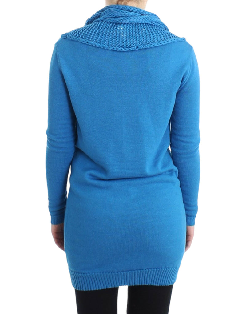 Cozy Scoop Neck Blue Knit Sweater Costume National