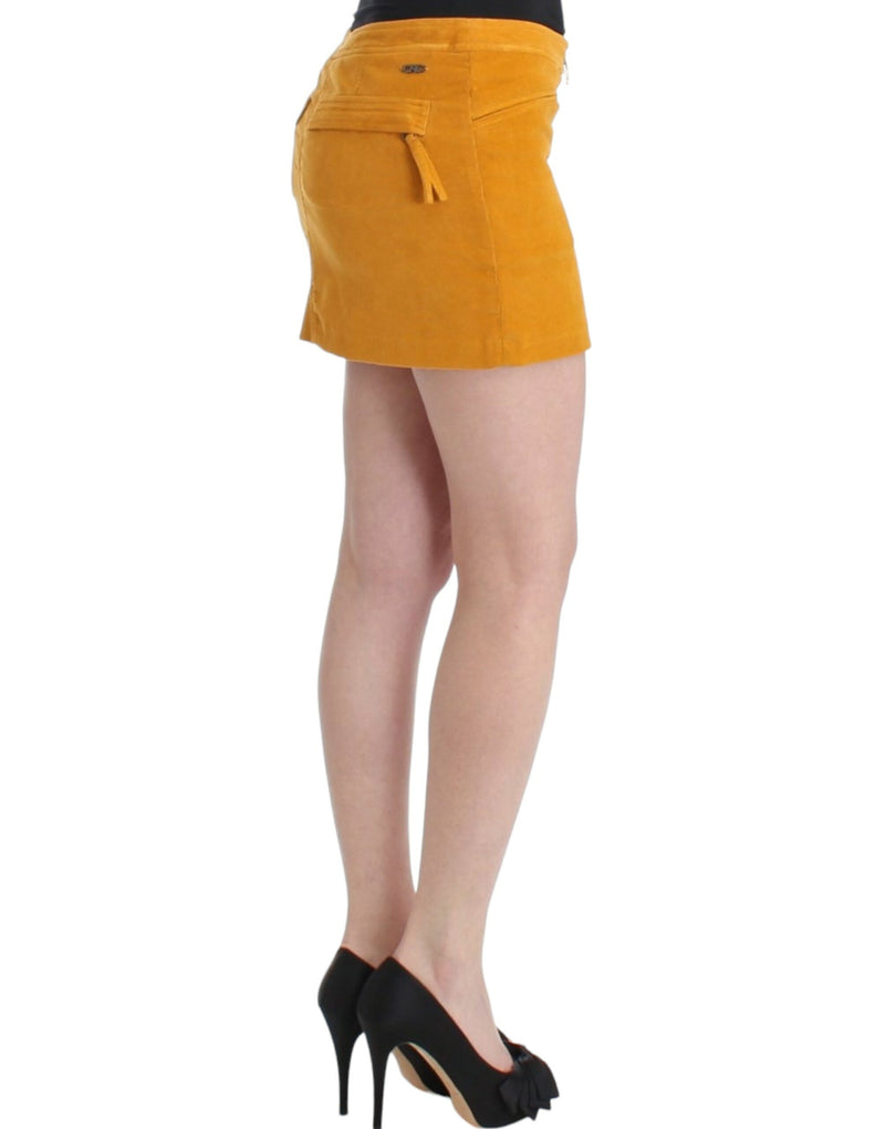 Chic Yellow Corduroy Mini Skirt Costume National