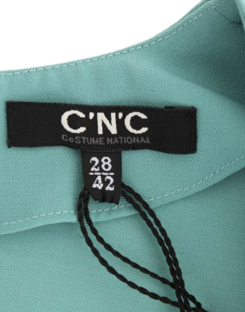 Elegant Green V-Neck Midi Dress Costume National