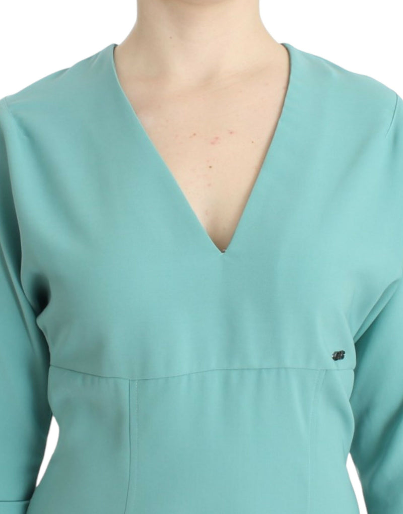 Elegant Green V-Neck Midi Dress Costume National