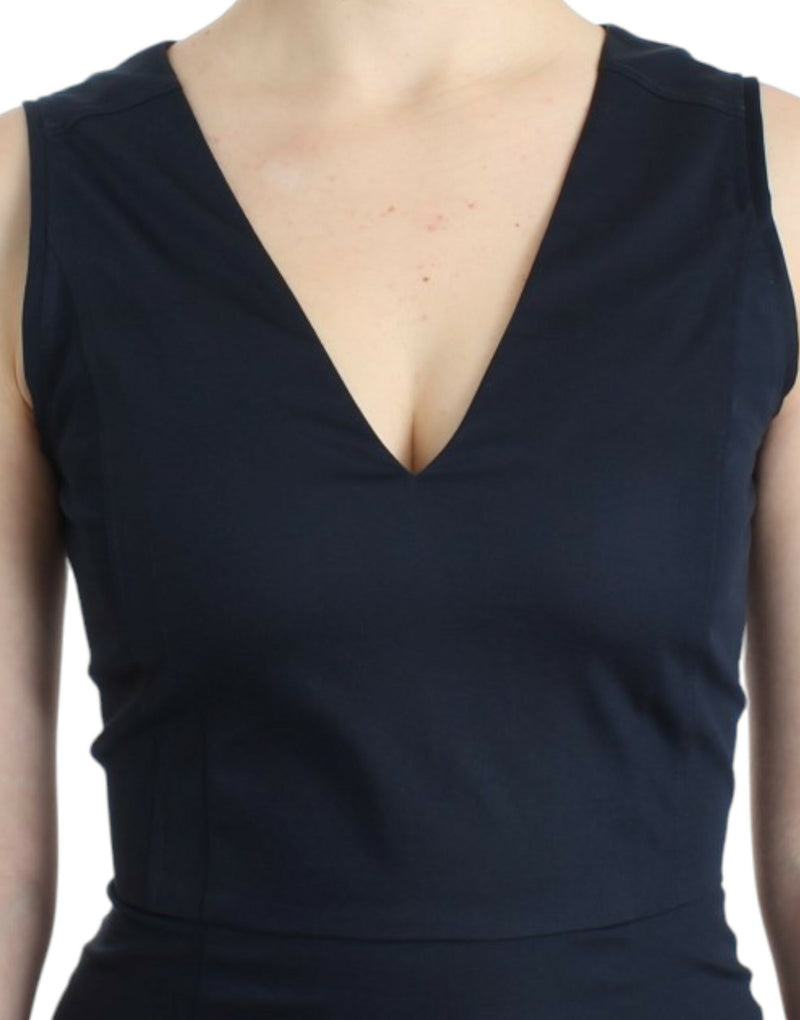 Chic Blue V-Neck Knee-Length Dress Costume National