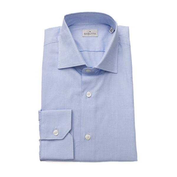 Light Blue Cotton Men Shirt Bagutta