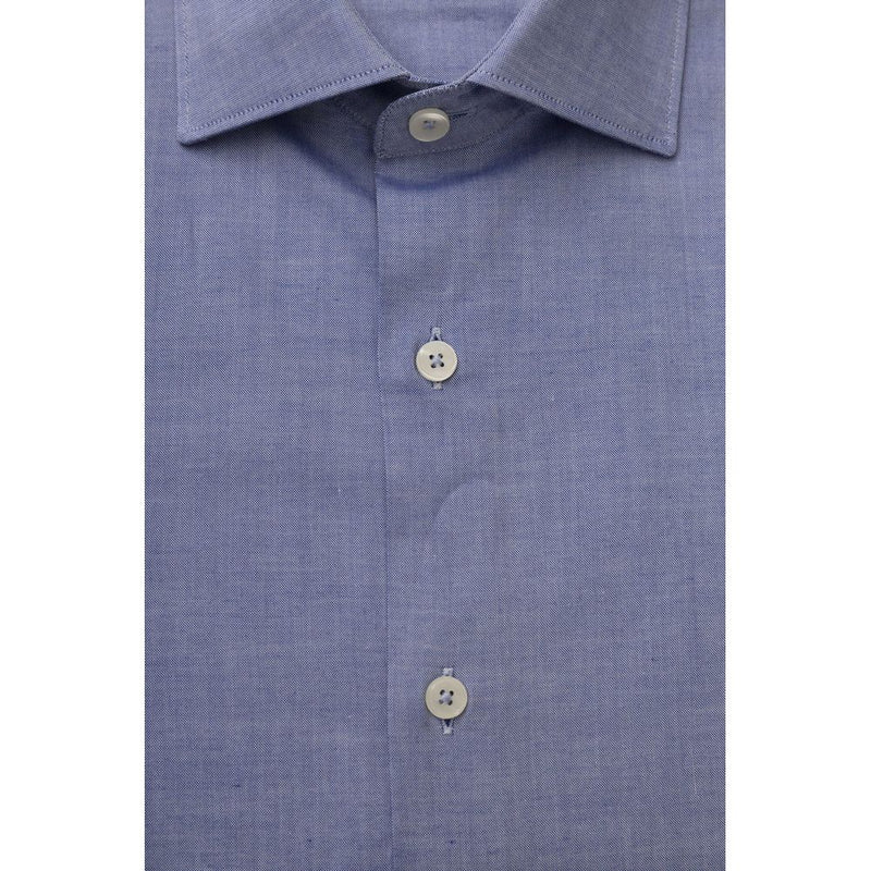 Light Blue Cotton Men Shirt Bagutta