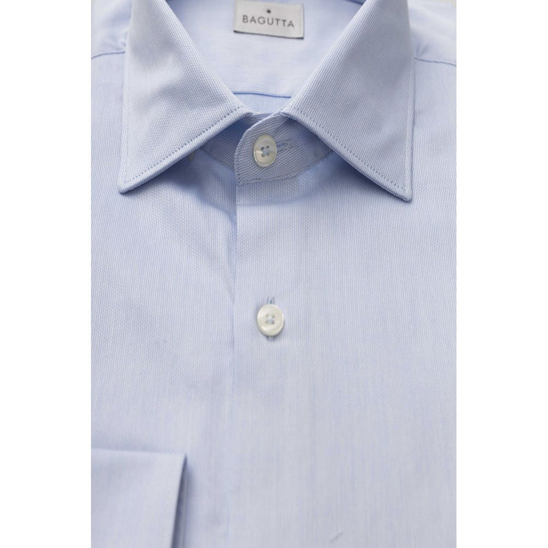 Light Blue Cotton Men Shirt Bagutta