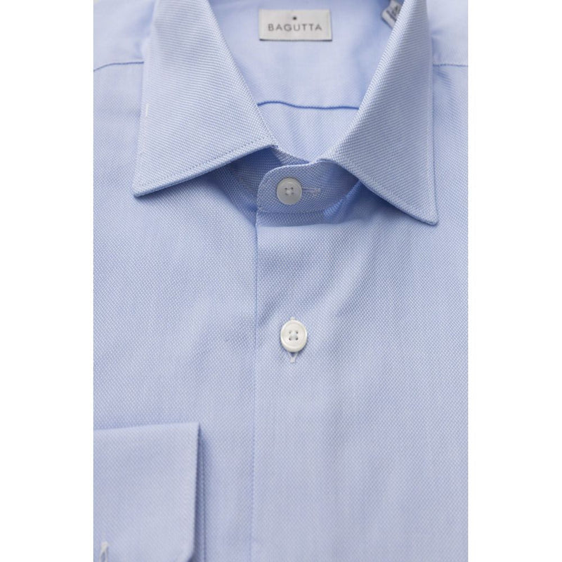 Light Blue Cotton Men Shirt Bagutta