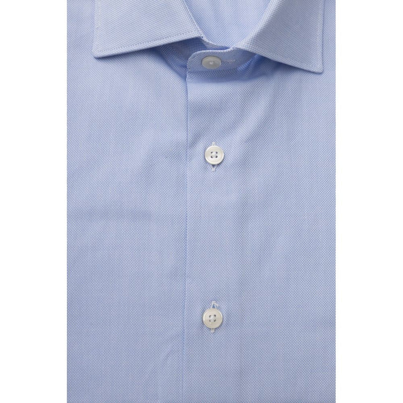 Light Blue Cotton Men Shirt Bagutta