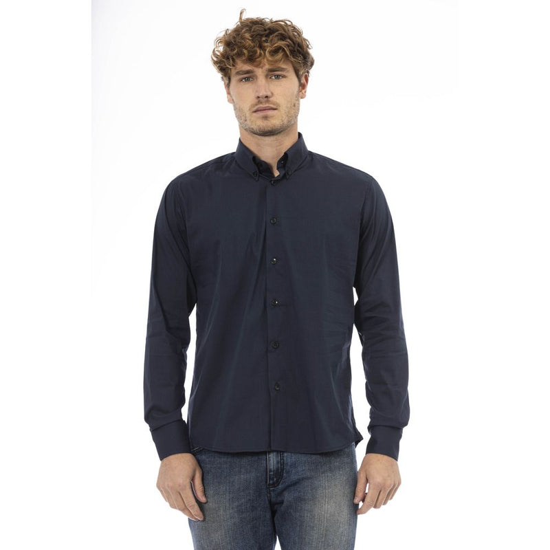 Blue Cotton Men Shirt Baldinini Trend