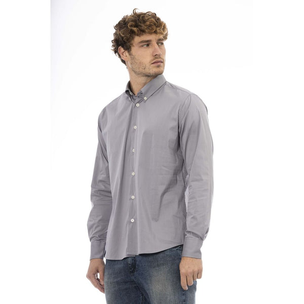 Gray Cotton Men Shirt Baldinini Trend