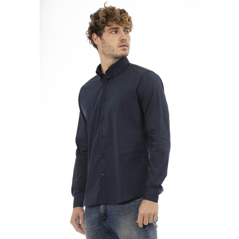 Blue Cotton Men Shirt Baldinini Trend