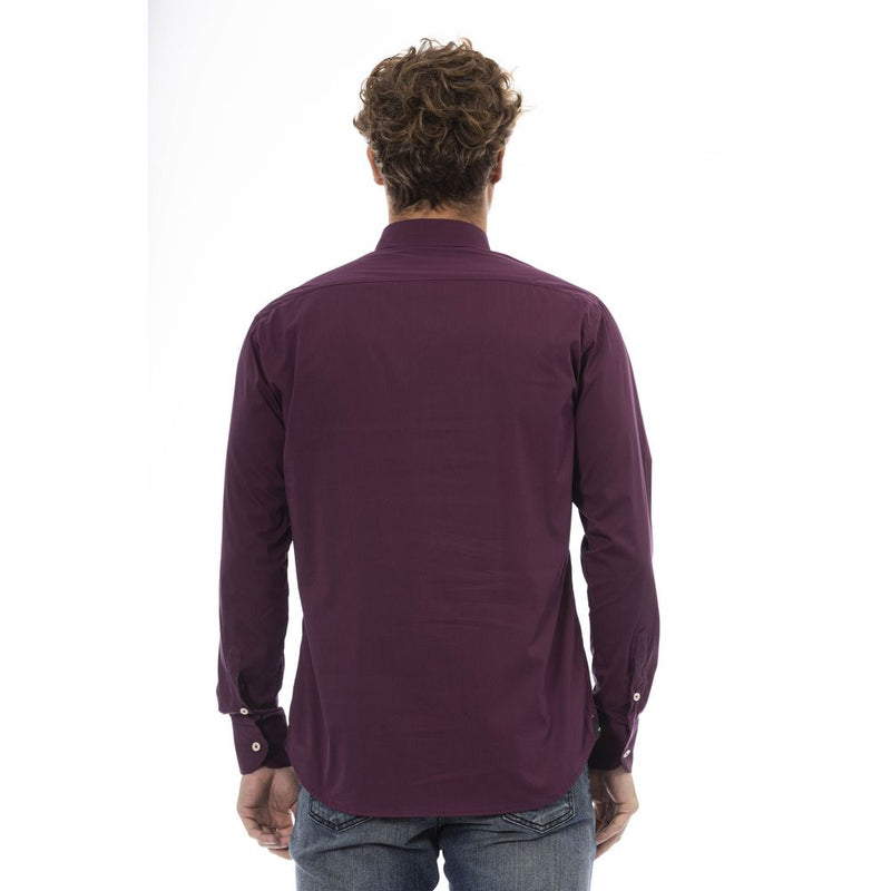 Burgundy Cotton Men Shirt Baldinini Trend