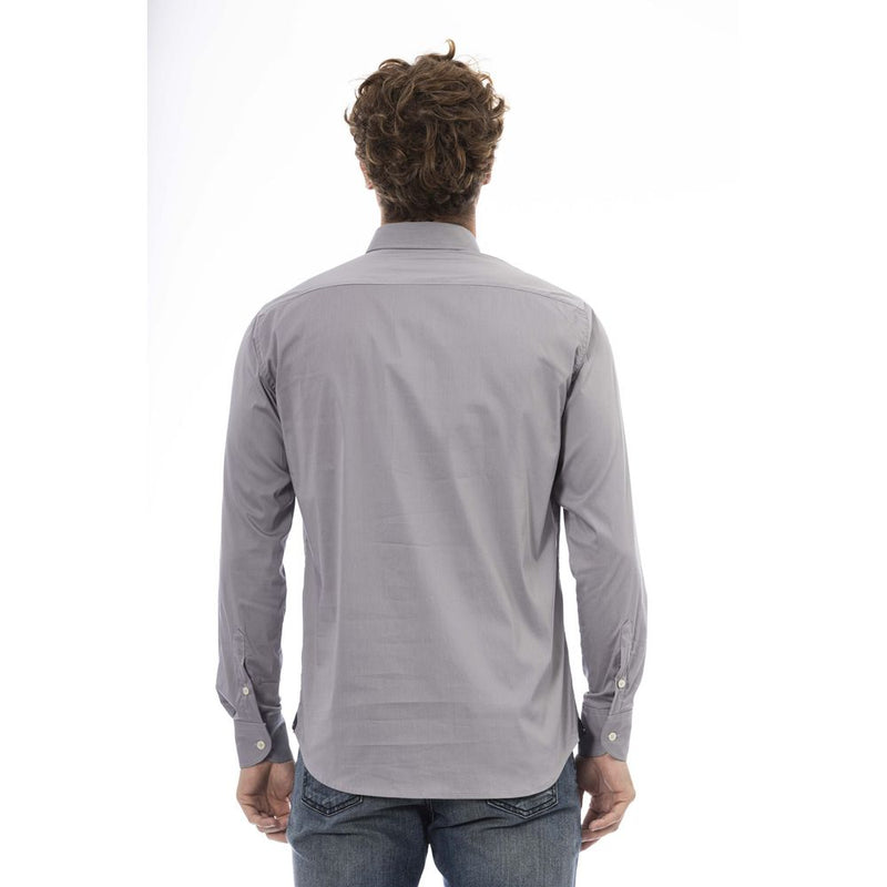 Gray Cotton Men Shirt Baldinini Trend