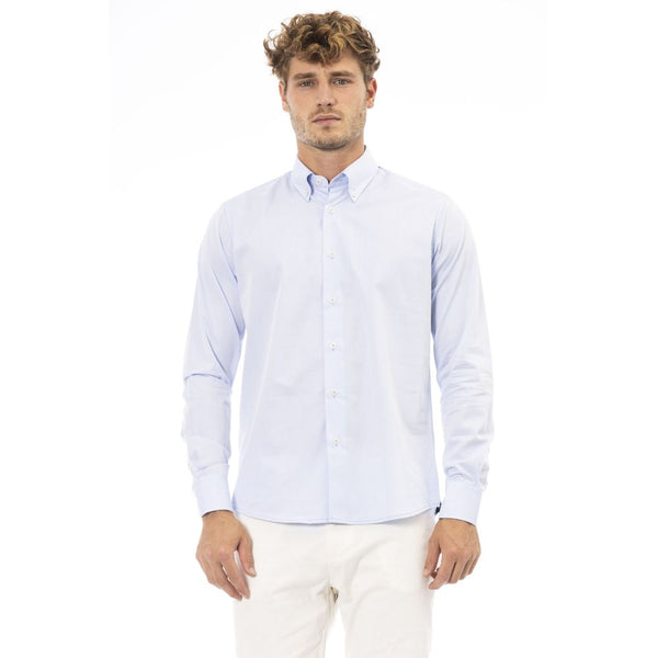 Light Blue Cotton Men Shirt Baldinini Trend