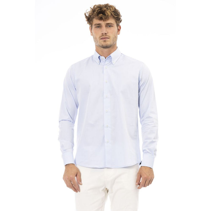 Light Blue Cotton Men Shirt Baldinini Trend