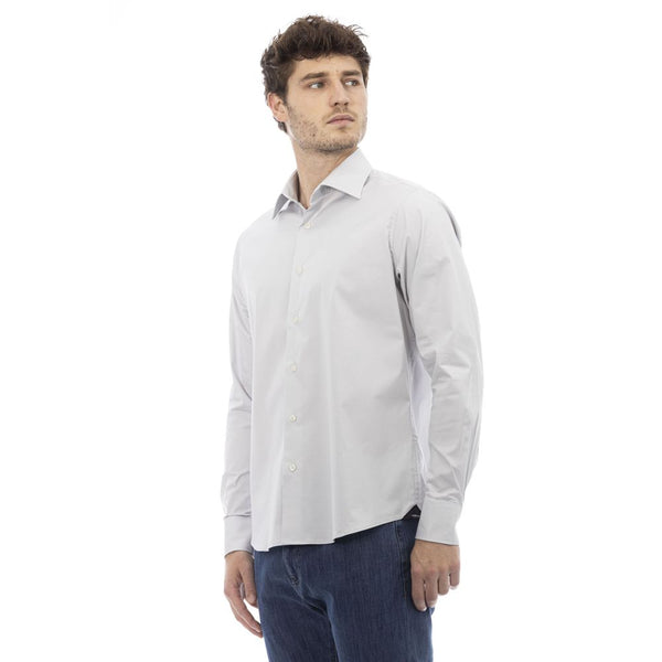 Gray Cotton Men Shirt Baldinini Trend