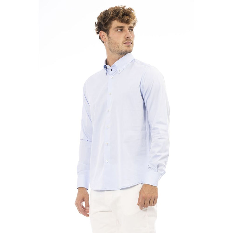 Light Blue Cotton Men Shirt Baldinini Trend