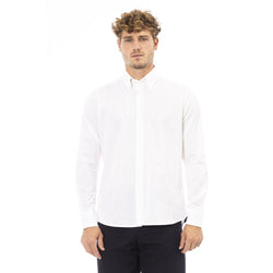 White Cotton Men Shirt Baldinini Trend