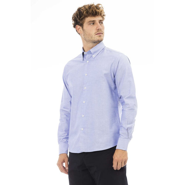 Blue Cotton Men Shirt Baldinini Trend