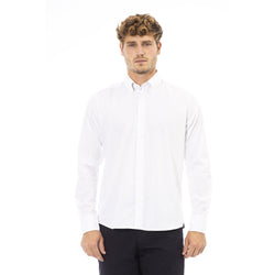 White Cotton Men Shirt Baldinini Trend