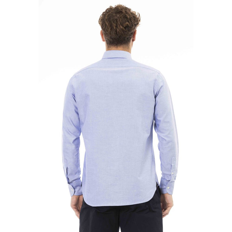 Blue Cotton Men Shirt Baldinini Trend