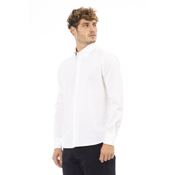 White Cotton Men Shirt Baldinini Trend