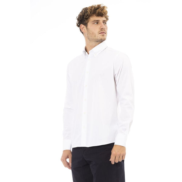 White Cotton Men Shirt Baldinini Trend