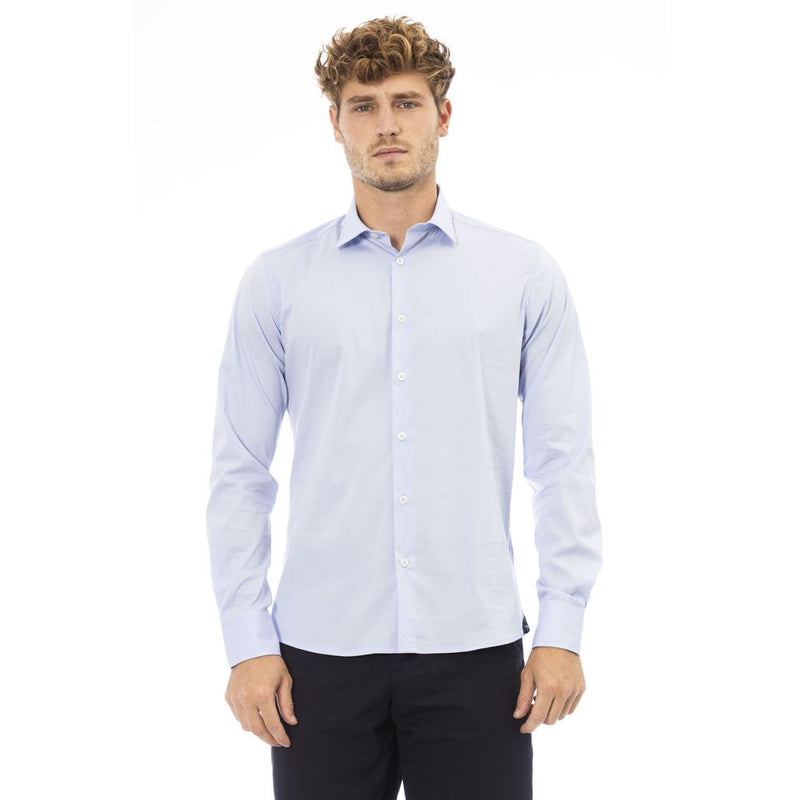 Light Blue Cotton Men Shirt Baldinini Trend