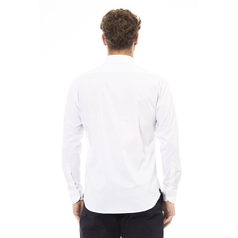 White Cotton Men Shirt Baldinini Trend