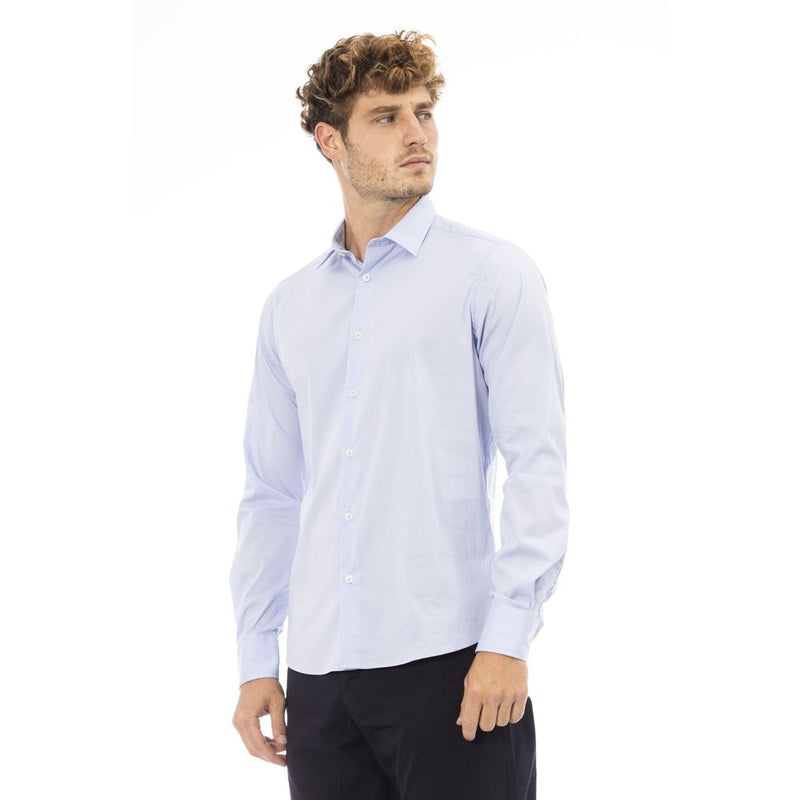 Light Blue Cotton Men Shirt Baldinini Trend