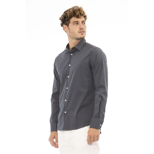 Gray Cotton Men Shirt Baldinini Trend