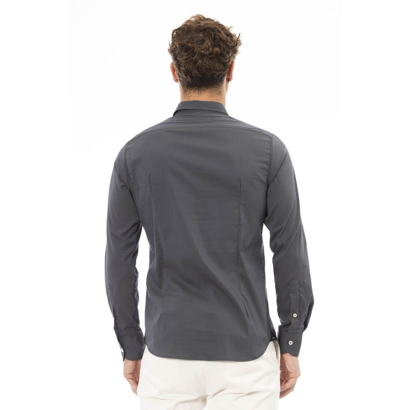 Gray Cotton Men Shirt Baldinini Trend